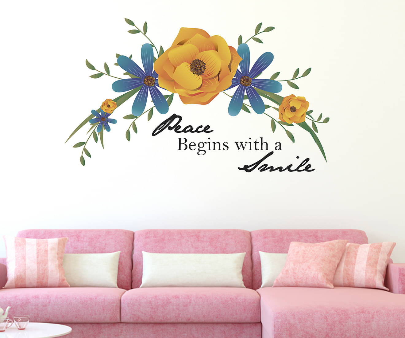     			Wallzone Peace begins with Smile Sticker ( 70 x 75 cms )