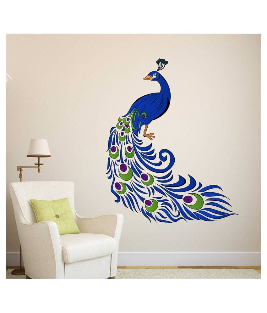     			Wallzone Peacock Medium Vinyl Wallstickers (70 cm x 85 cm) Sticker ( 70 x 75 cms )