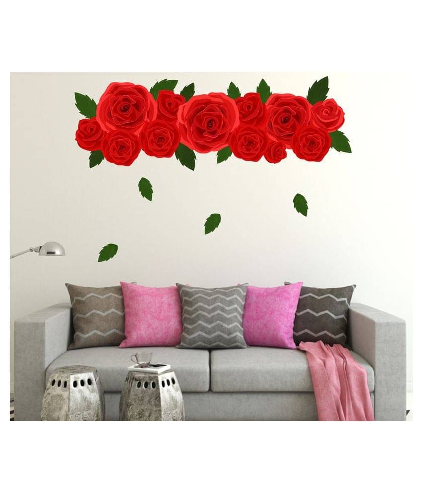     			Wallzone Roses Sticker ( 70 x 75 cms )