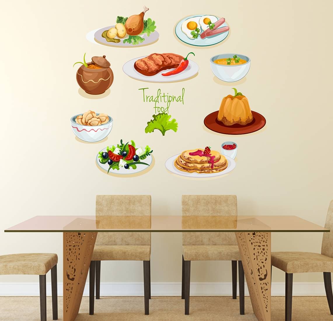     			Wallzone Traditional Food Sticker ( 70 x 75 cms )