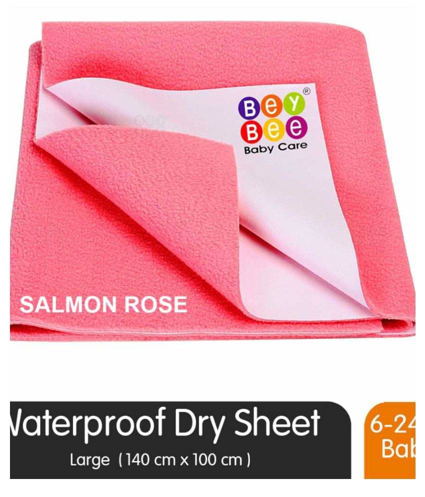     			BeyBee Waterproof Bed Protector Sheet (Large (140cm X 100cm), Salmon Rose)