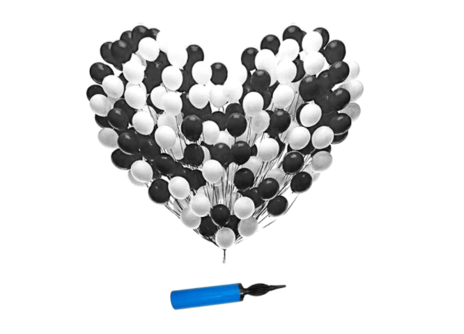     			Blooms Mall Latex Metallic Ballon ( Black + white) with Balloon Pump