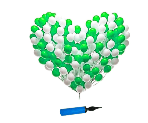     			Blooms Mall Latex Metallic Ballon ( Green + white) with Balloon Pump
