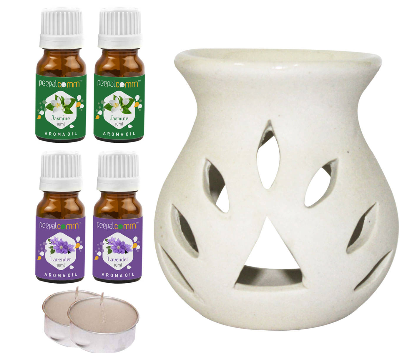     			Peepalcomm Ceramic Aroma Oils & Diffusers Set - Pack of 7