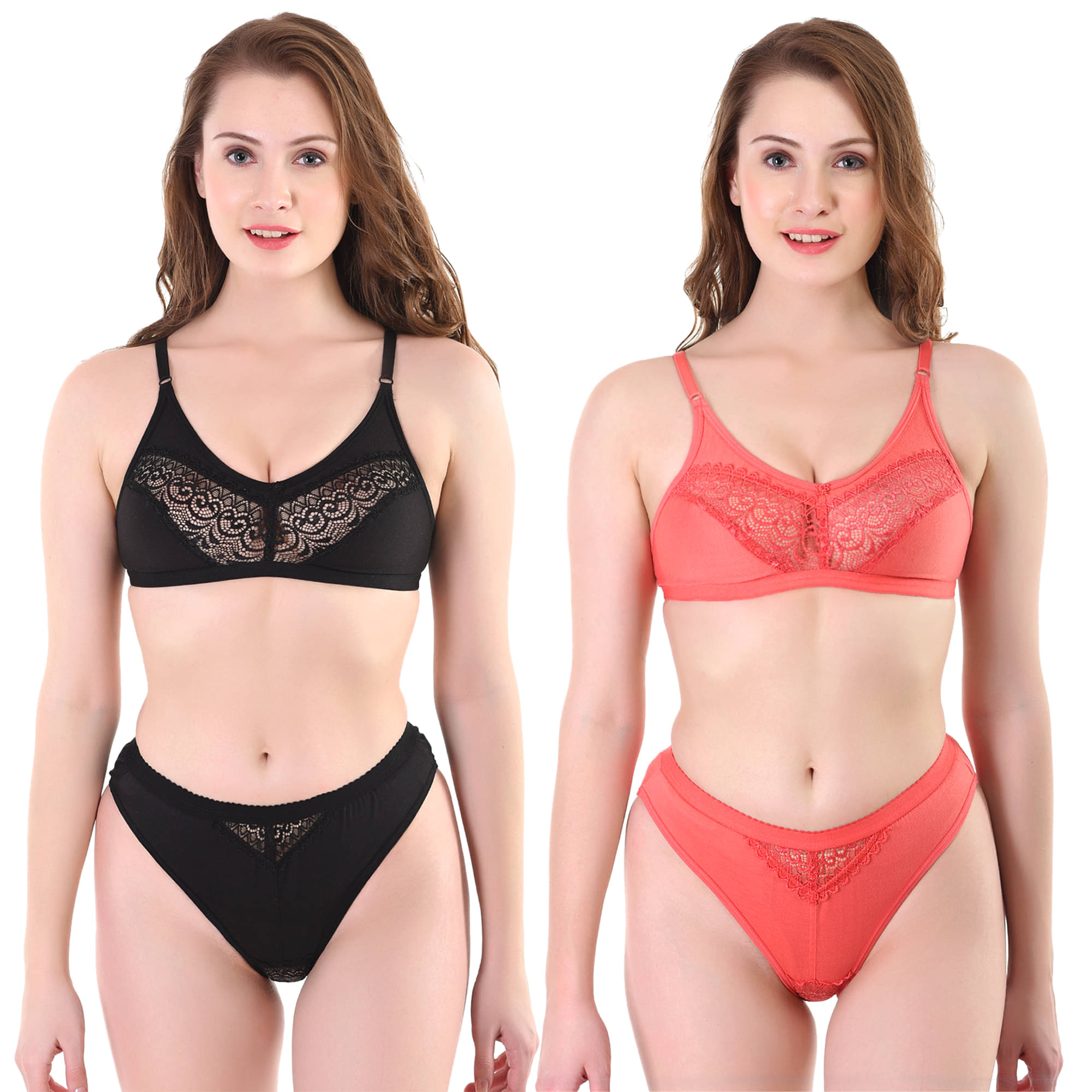     			TCG Pack of 2 Cotton Lycra Women's Bra & Panty Set ( Multi Color )