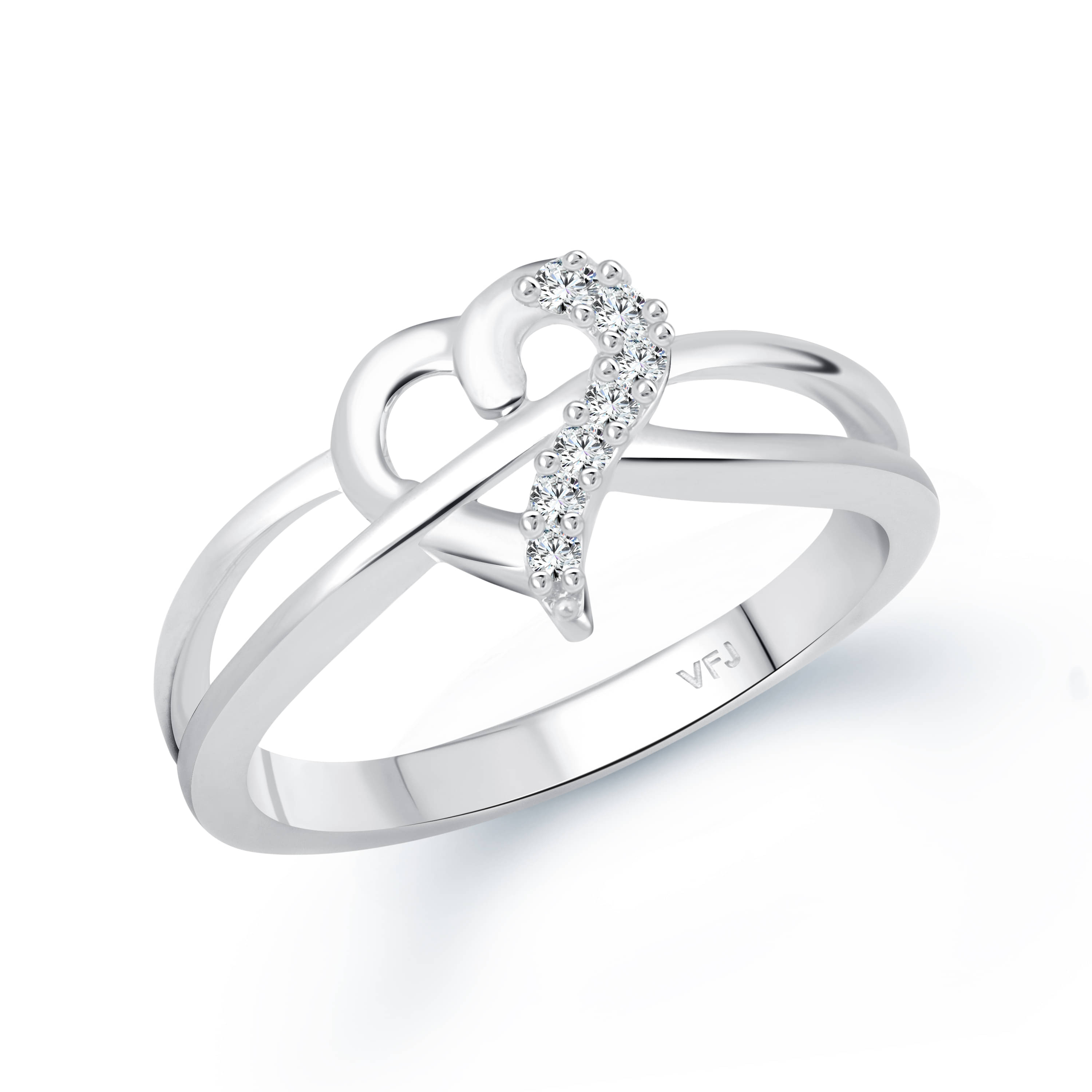     			Vighnaharta Rhodium Plated Alloy and Cubic Zirconia Dua Heart Ring for Women & Girls- (  VFJ1588FRR10 )