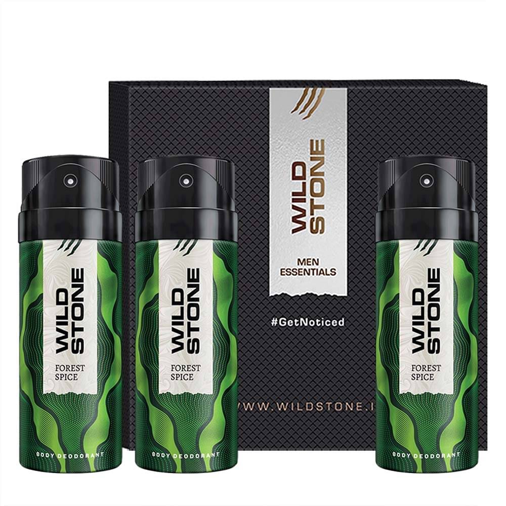     			Wild Stone Gift Box with Forest Spice Deodorant, Pack of 3 (150ml Each) Body Spray - For Men (450 ml, Pack of 3)