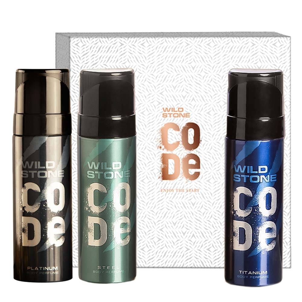     			Wild Stone Gift Box with Code Platinum, Steel and Titanium Body Perfume (120ml Each) Perfume Body Spray - For Men (360 ml, Pack of 3)