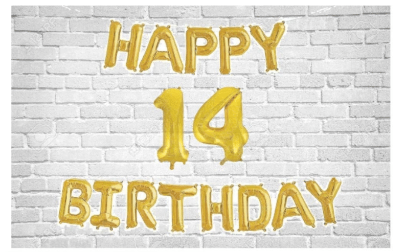     			Blooms Happy Birthday (Golden) with Numeric no. 14 (Pack of 15)