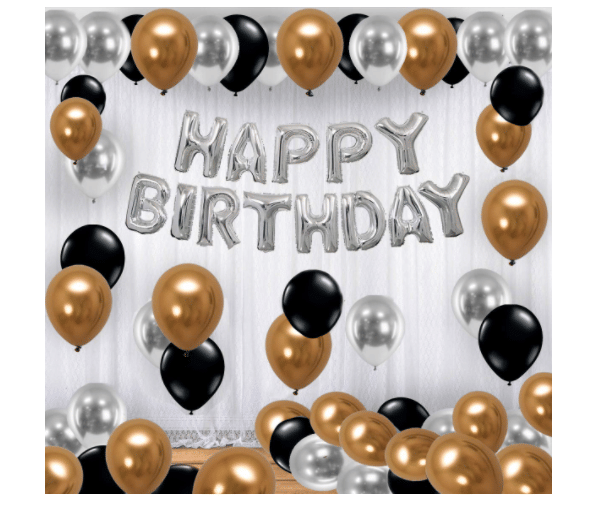     			Blooms Mall Happy Birthday Glden & Silver Lavish Combo - Pack of 58