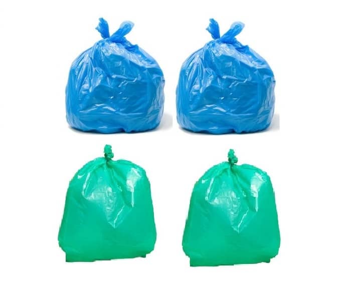 C-I - (4 Packs) Blue & Green 19X21 Garbage Bags| 4 packs (120 Pcs) - 2 packs of 60 Pcs (Green for wet waste) + 2 packs of 60 Pcs (Blue for dry waste)|Medium Disposable Garbage Bags for Wet and Dry Waste | Dustbin Bags For kitchen and home