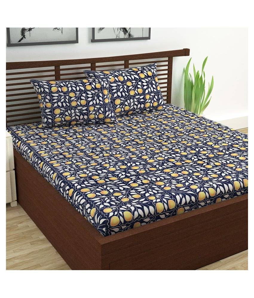     			DIVINE CASA Cotton Double Bedsheet ( Blue )