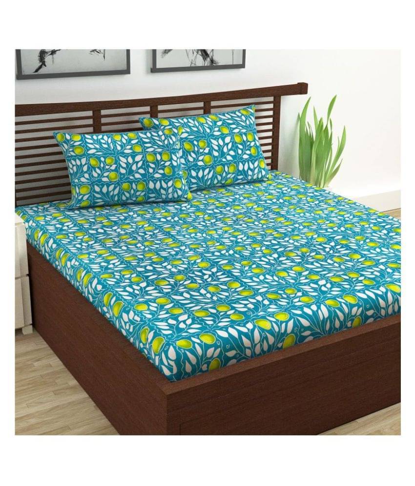     			DIVINE CASA Cotton Double Bedsheet ( Turquoise )