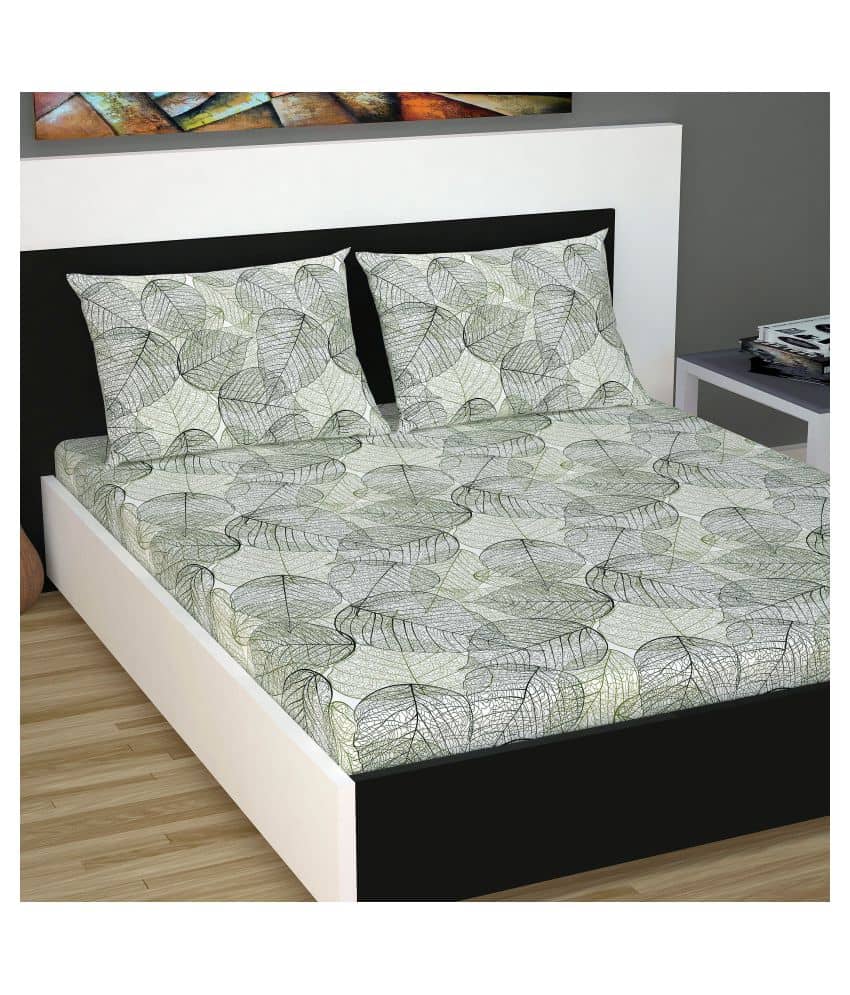 DIVINE CASA Cotton King Bedsheet ( Green )