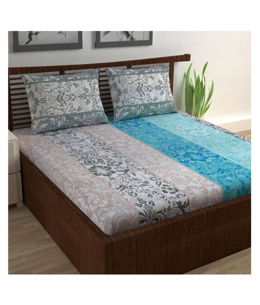 DIVINE CASA Cotton King Bedsheet ( Blue )