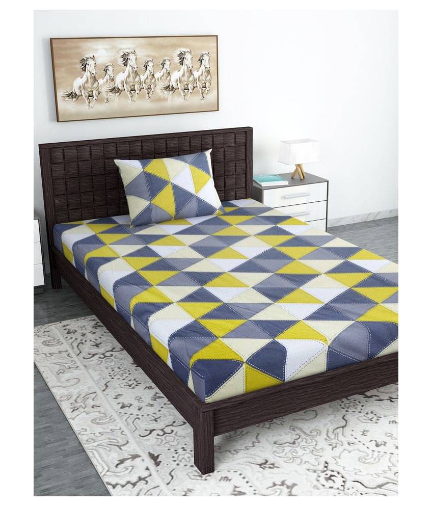     			DIVINE CASA Cotton Single Bedsheet ( Yellow )