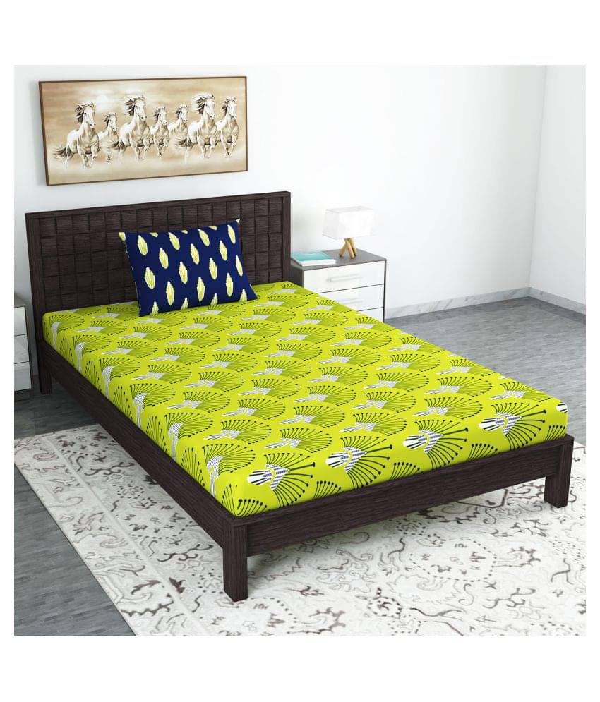     			DIVINE CASA Cotton Single Bedsheet ( Green )