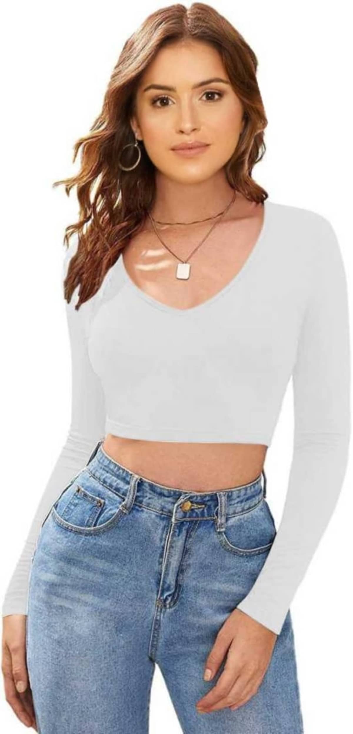 Dream Beauty Fashion Women's Cotton Blend Crop Top ( White )