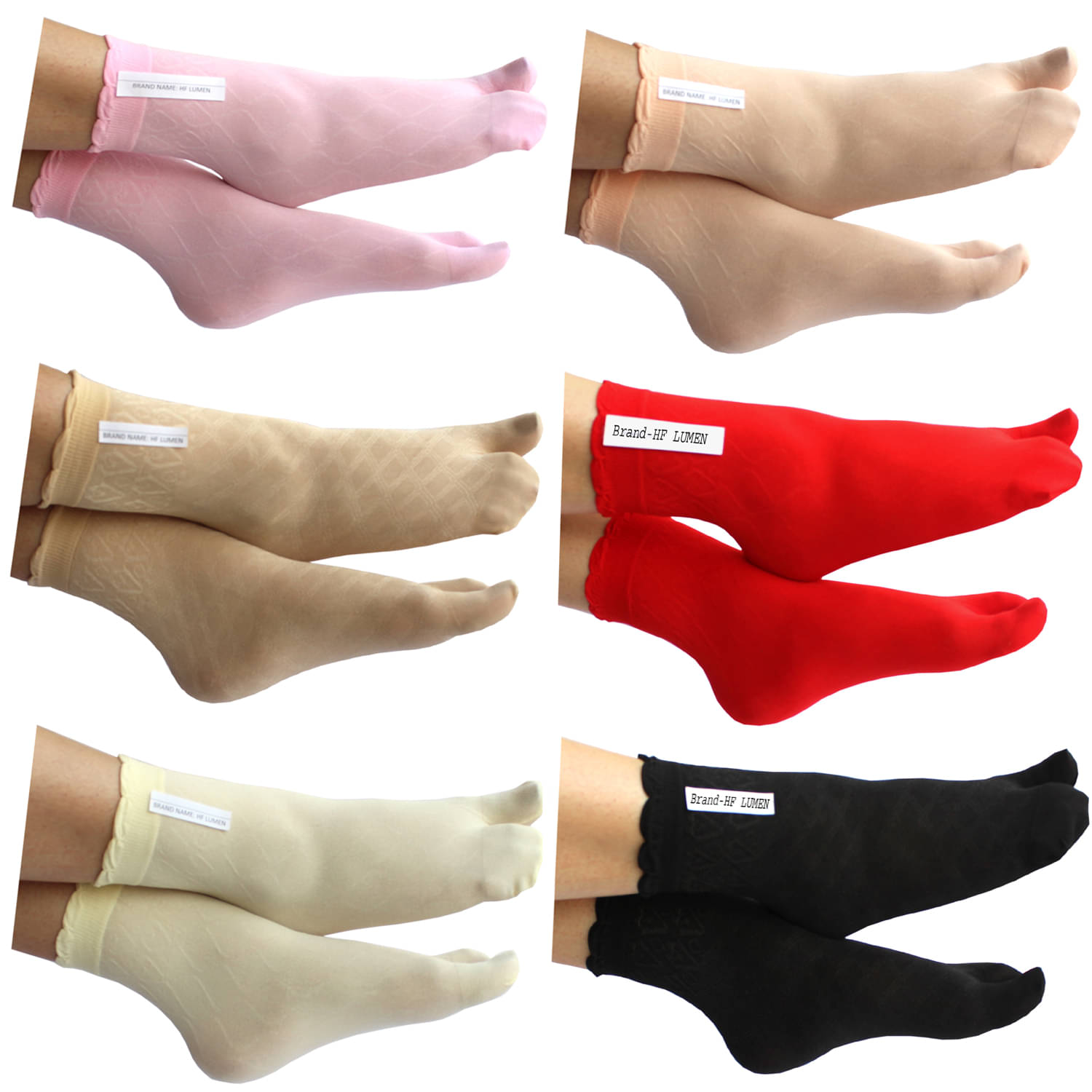     			HF LUMEN Ankle Length Nylon Net/thin Socks With Thumb For Girls/Women (Pack Of 6)
