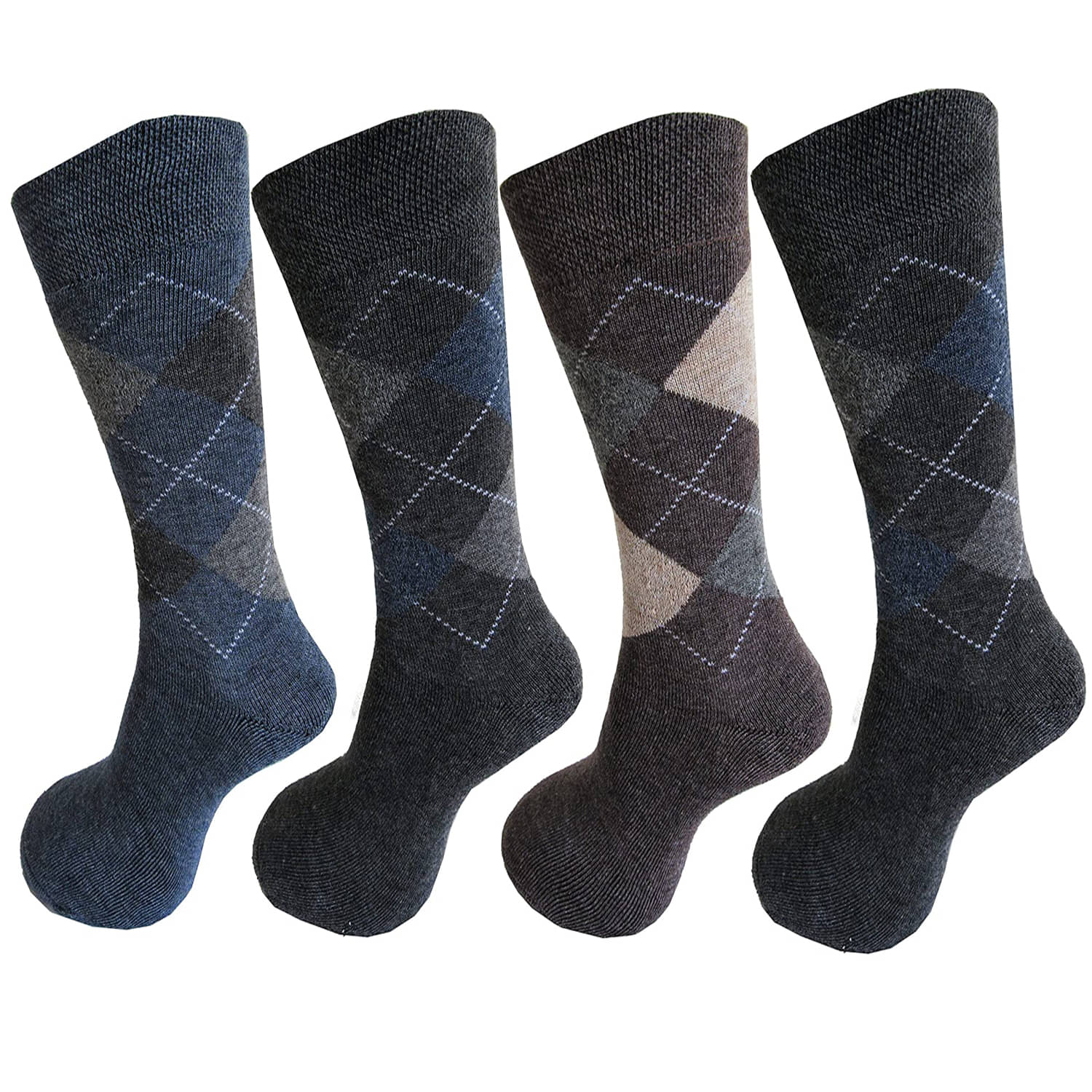     			HF LUMEN Multi Formal Mid Length Socks Pack of 4