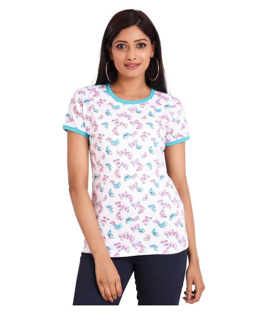 Neo Garments Women Cotton Printed Regular Fit Round Neck T-Shirt ( Multi Color )     			Neo Garments Women Cotton Printed Regular Fit Round Neck T-Shirt ( Multi Color )