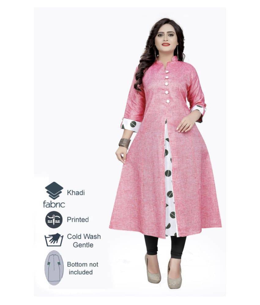 Rangrasiya - Pink Cotton Blend Women's Flared Kurti - Kurtis, Tunics | Buy online on ZillyBuy