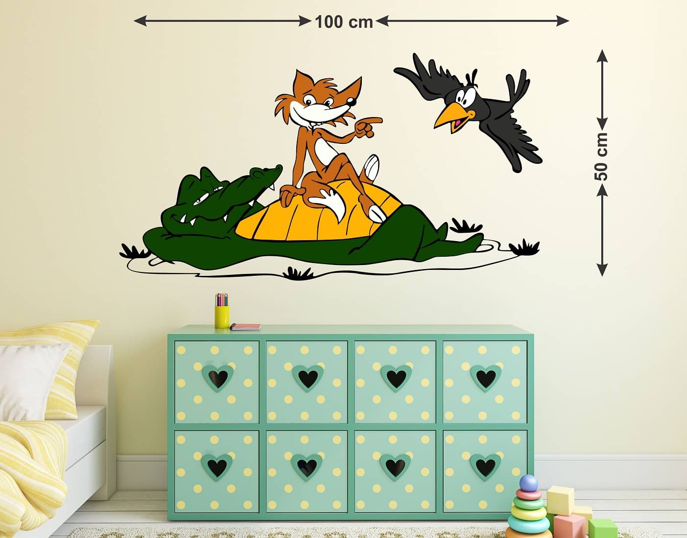     			Wallzone Crocodile and Fox Sticker ( 70 x 75 cms )