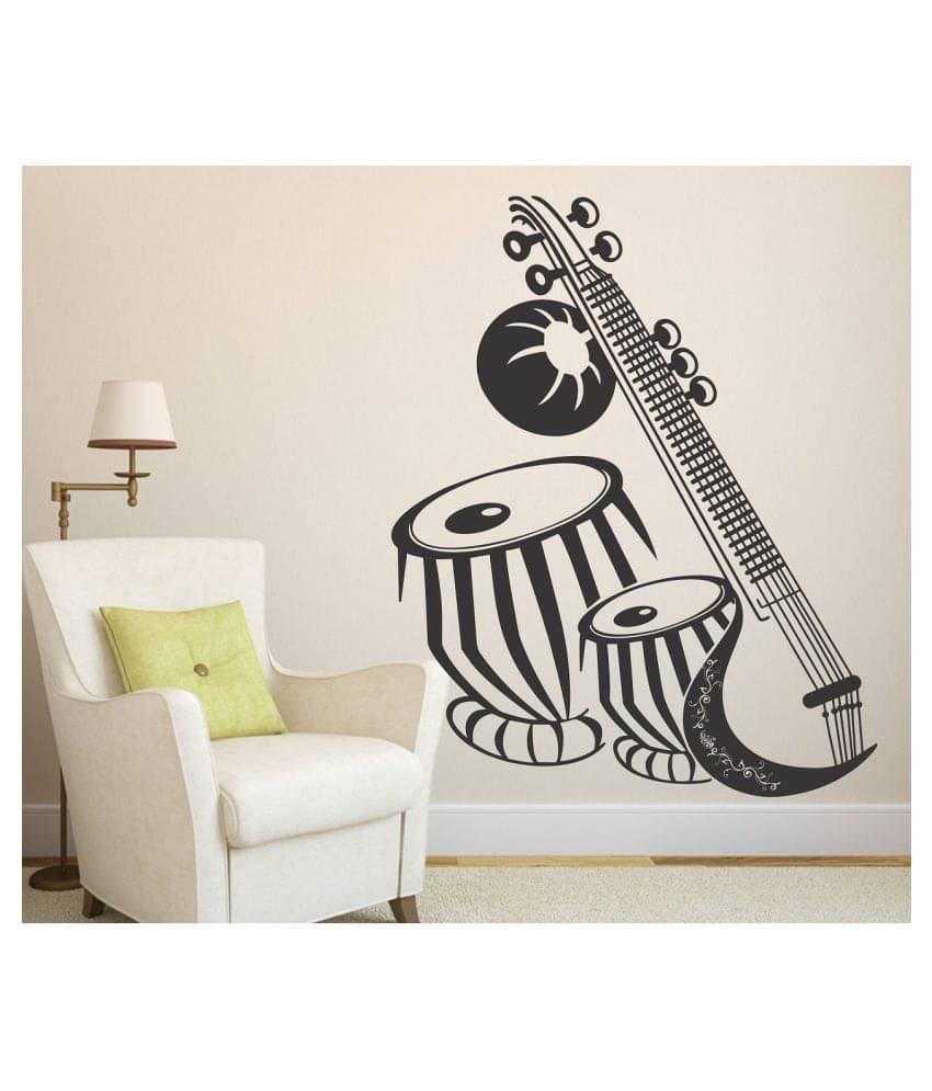    			Asmi Collection Music Instrument Sitar and Tabla Wall Stickers Music Sticker ( 80 x 65 cms )