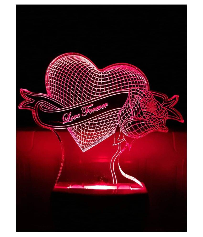 Jai Ho 3D Illusion Couple Night Lamp for 7 Color Changing Led Rose Love New Disign Night Lamp Multi - Pack of 1 Jai Ho 3D Illusion Couple Night Lamp for 7 Color Changing Led Rose Love New Disign Night Lamp Multi - Pack of 1