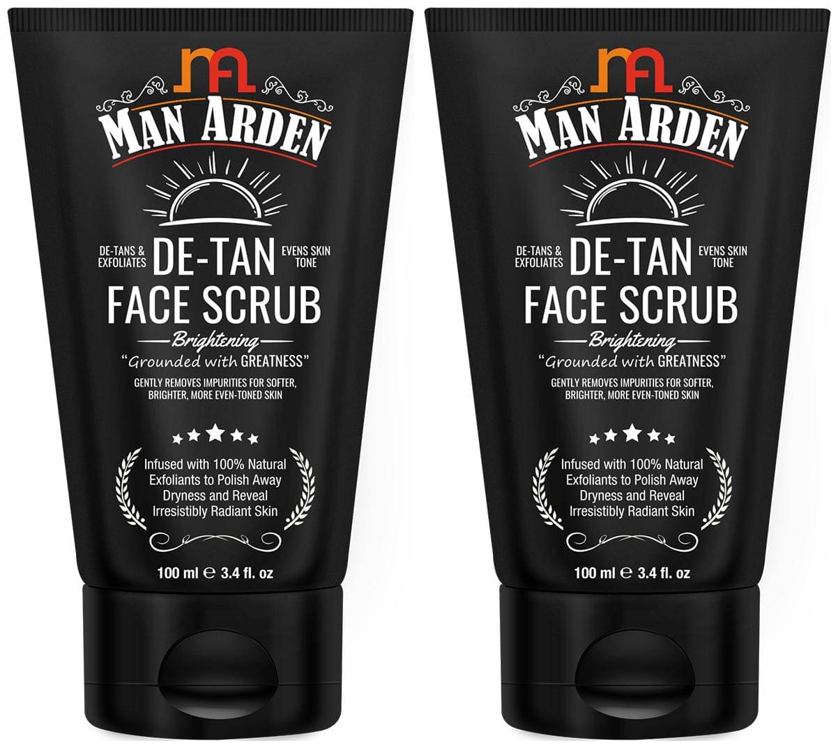 Man Arden De Tan Brightening Face Scrub - De-Tans & Exfoliates Skin - With Vitamin C, 100 ml (1+1 Free Offer) Man Arden De Tan Brightening Face Scrub - De-Tans & Exfoliates Skin - With Vitamin C, 100 ml (1+1 Free Offer)