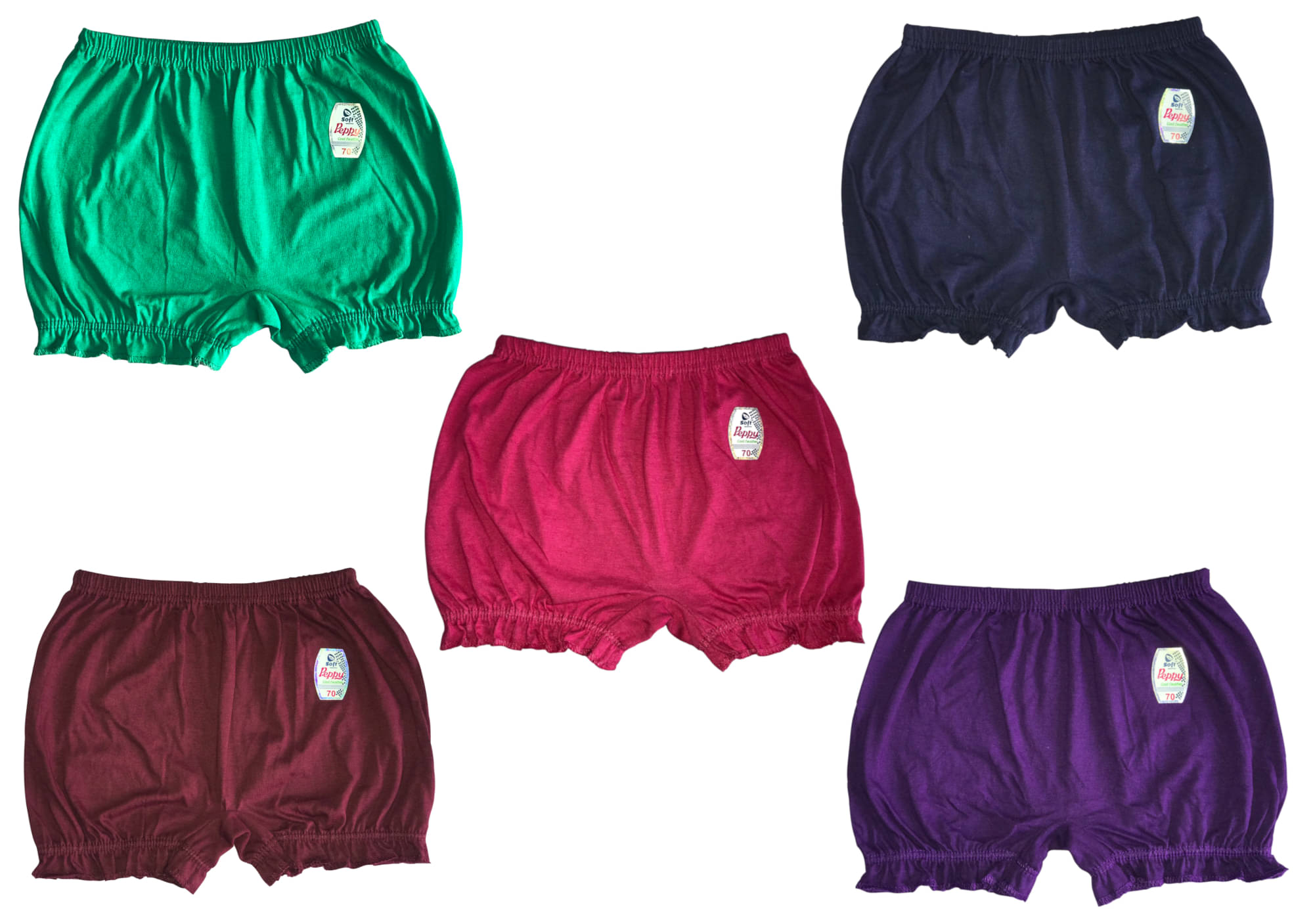     			Soft Apparels Pack of 5 Baby Girl 100% Cotton Bloomers ( Multi )