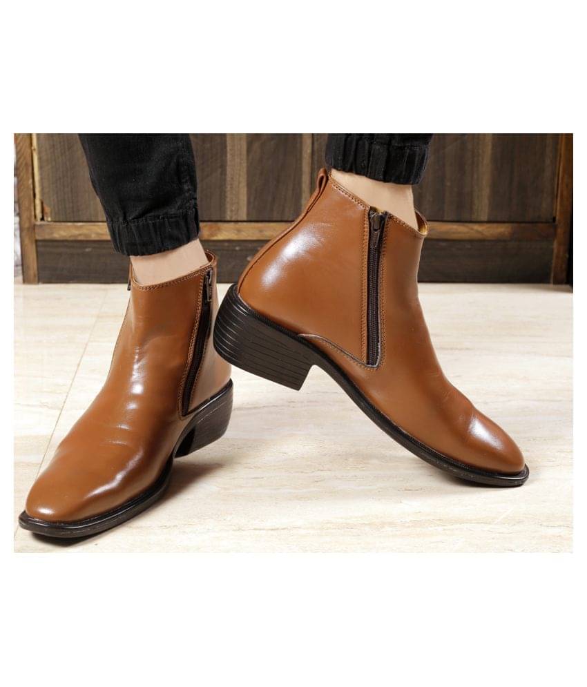     			YUVRATO BAXI Tan Casual Boot