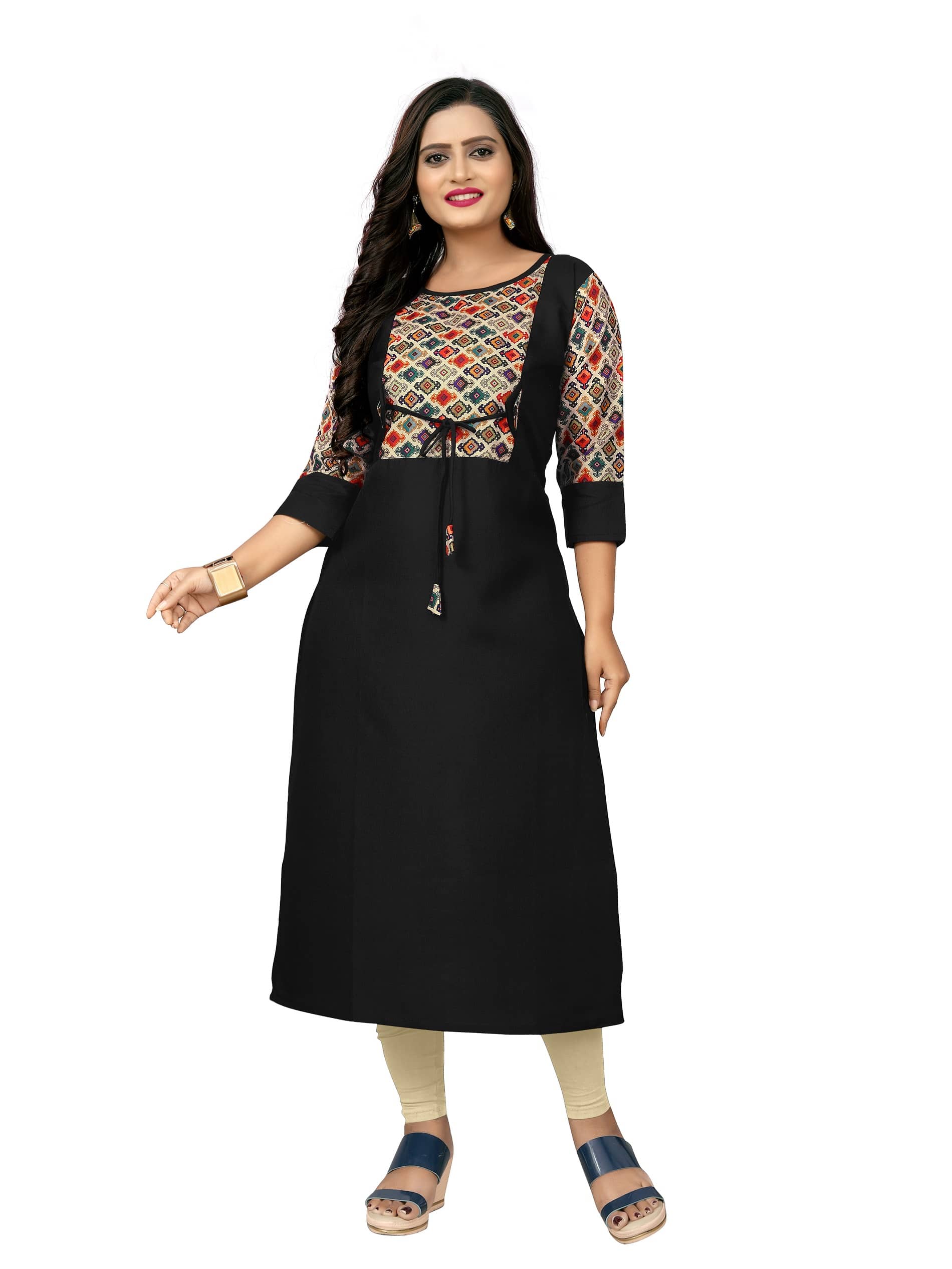 Rangrasiya - Black Cotton Blend Women's Straight Kurti ( Pack of 1 ) - Kurtis, Tunics | Buy online on ZillyBuy