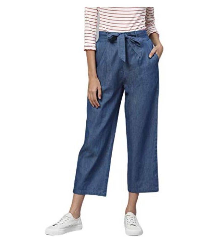 Yash Gallery Denim Flaired Women's Casual Pants ( Blue ) - Trousers | Buy online on ZillyBuy