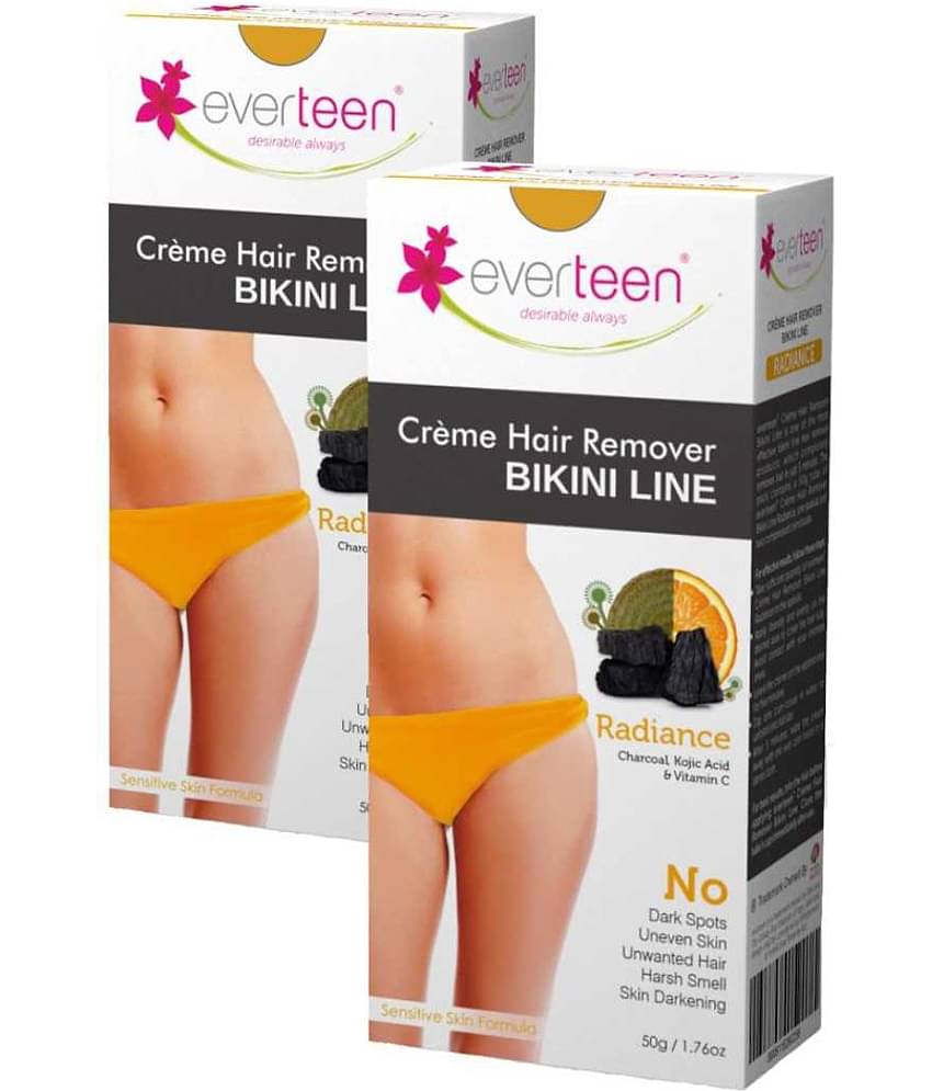 everteen RADIANCE Bikini Line Hair Remover Creme with Charcoal - 2 Packs (50g Each)