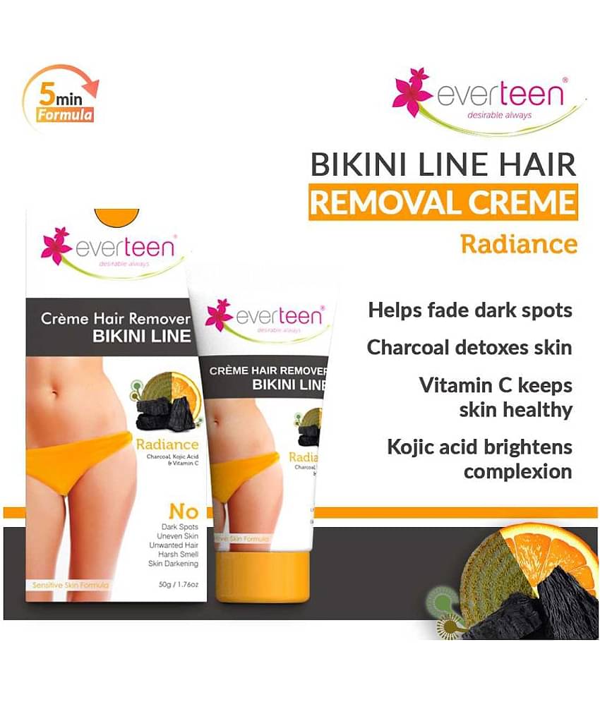 everteen RADIANCE Bikini Line Hair Remover Creme with Charcoal - 2 Packs (50g Each)