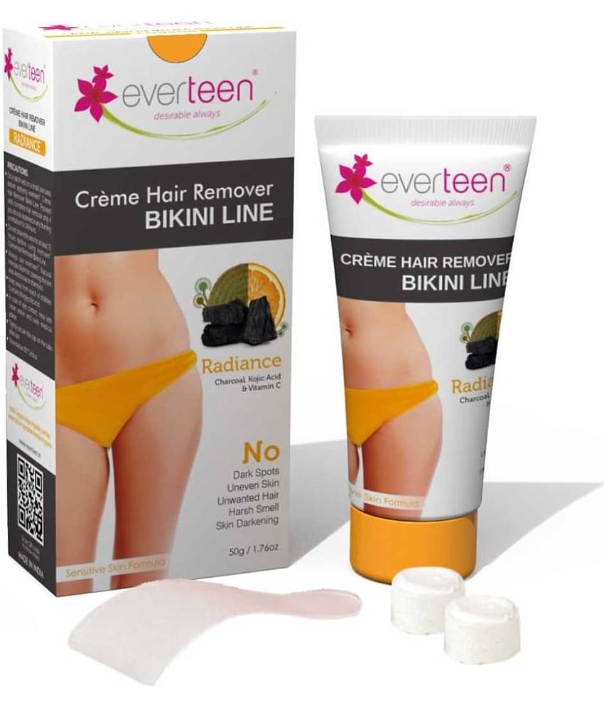 everteen RADIANCE Bikini Line Hair Remover Creme with Charcoal - 2 Packs (50g Each)