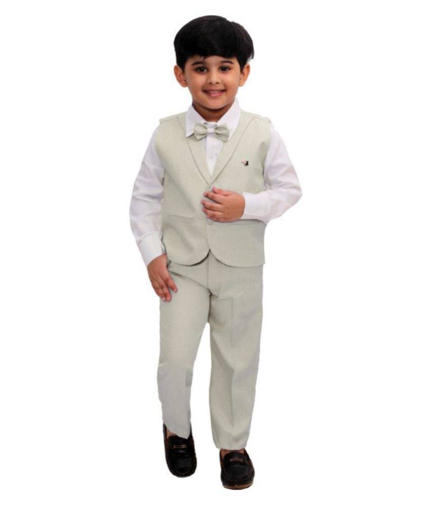     			Fourfolds Pack of 1 Boys Cotton Blend Shirt & Pants Set ( Green )