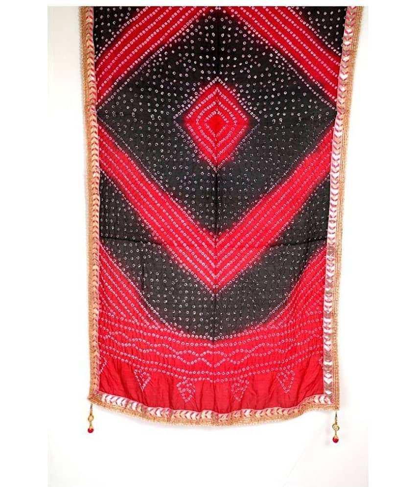 Raj Black Art Silk Bandhej Dupatta - Dupattas & Shawls | Buy online on ZillyBuy