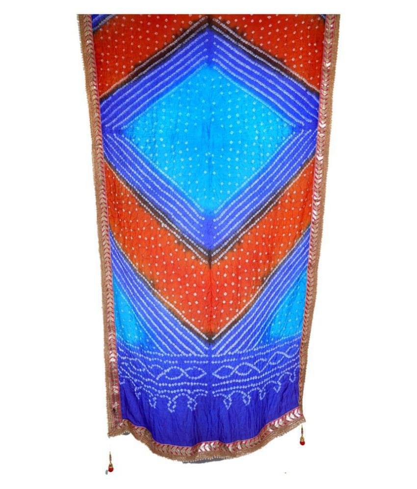     			Raj Blue Art Silk Bandhej Dupatta