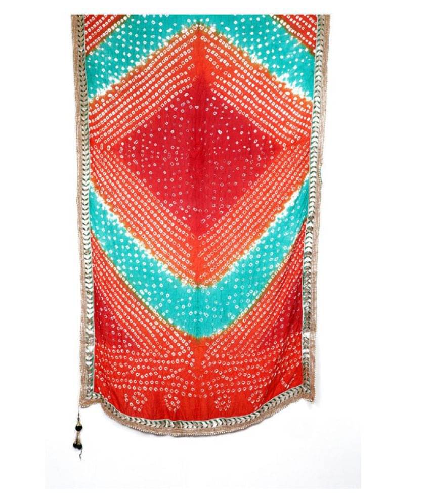 Raj Multicoloured Art Silk Bandhej Dupatta Raj Multicoloured Art Silk Bandhej Dupatta
