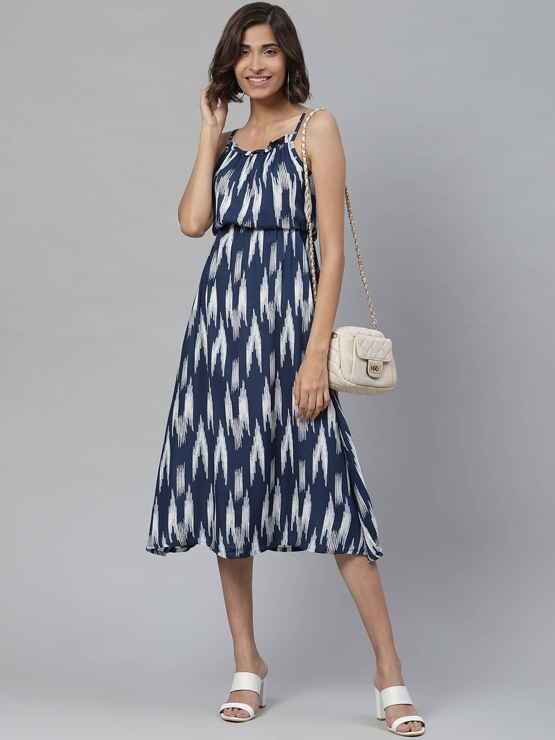     			Yash Gallery Women Rayon A-line Dress ( Blue )