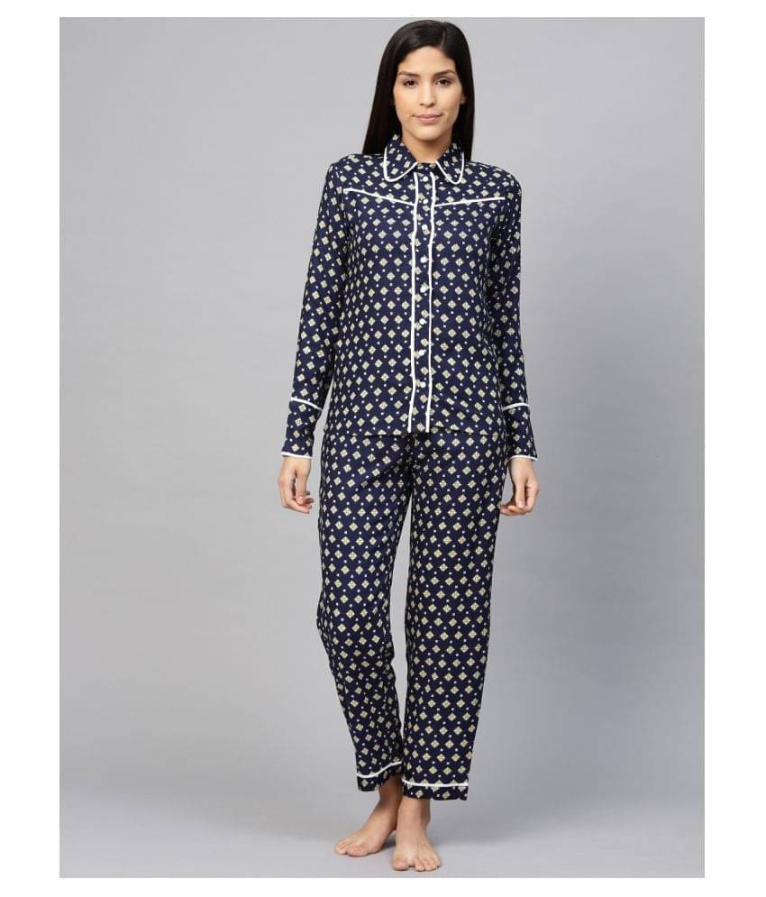     			Yash Gallery Blue Rayon Women's Nightwear Nightsuit Sets ( )