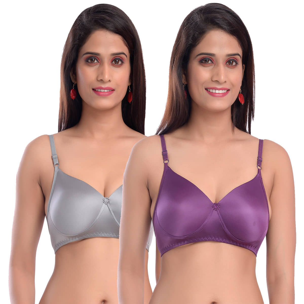 Elina Pack of 2 Silk Women's Push Up Bra ( Multi Color )