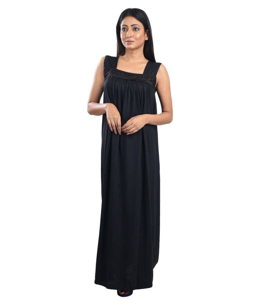     			PIYALI'S CREATION WOMEN'S Cotton Night Dress - Black