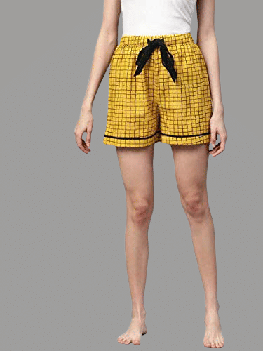     			Yash Gallery Cotton Hot Pants - Yellow Single