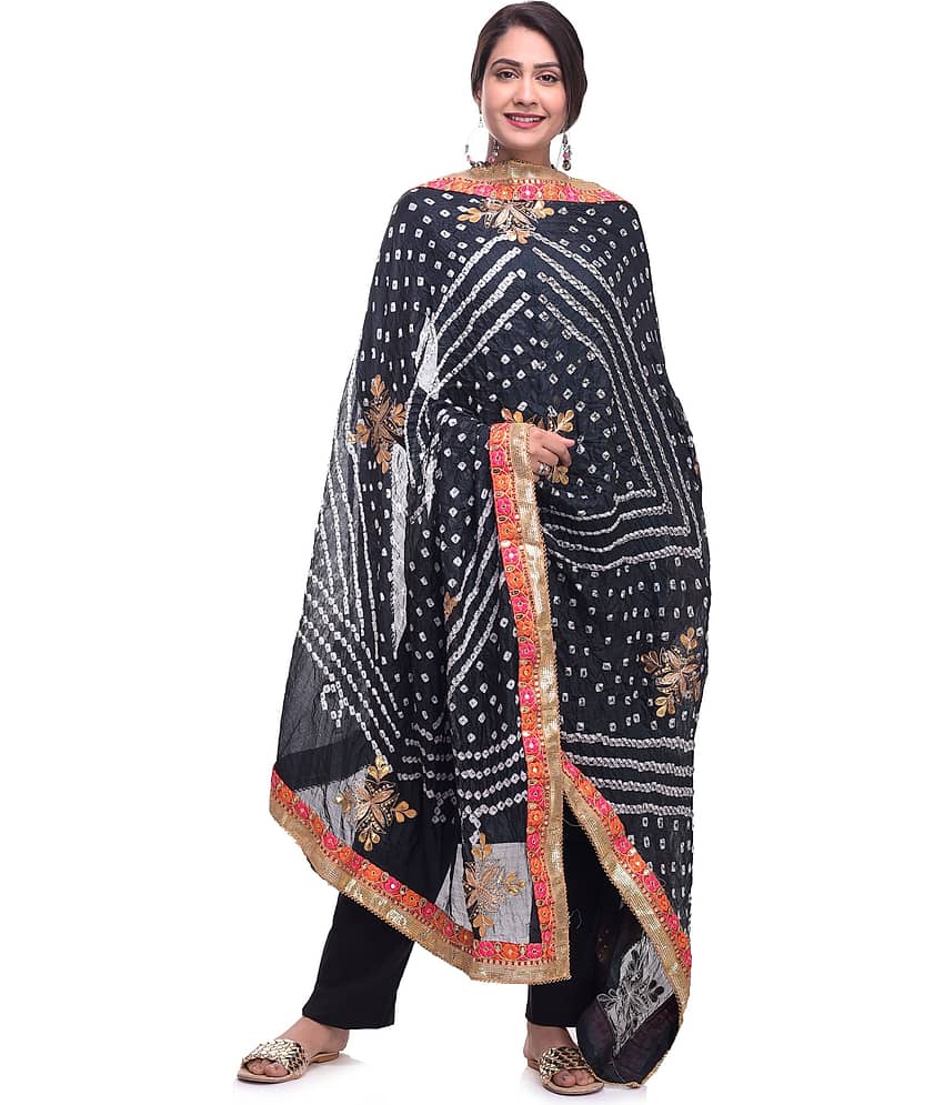 Apratim Black Art Silk Gota Patti Dupatta - Dupattas & Shawls | Buy online on ZillyBuy