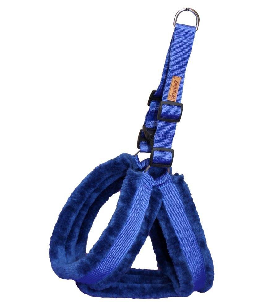 Petshop7 Premium Qualtiy Fur Padded Nylon Dog Harness 0.75 inch -Small (Chest Size - 23-28inch) - Blue Petshop7 Premium Qualtiy Fur Padded Nylon Dog Harness 0.75 inch -Small (Chest Size - 23-28inch) - Blue