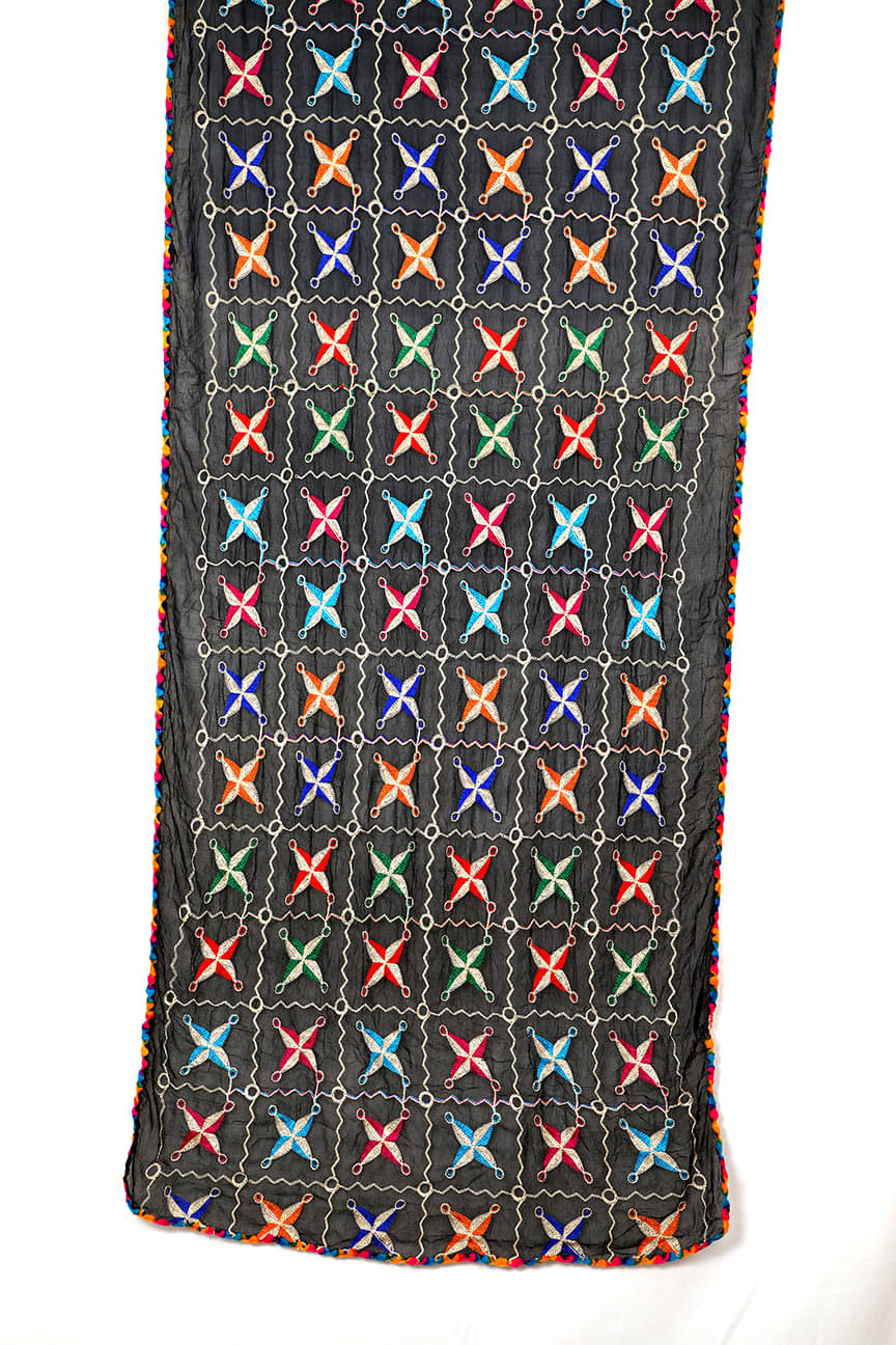     			Raj Black Chiffon Phulkari Dupatta