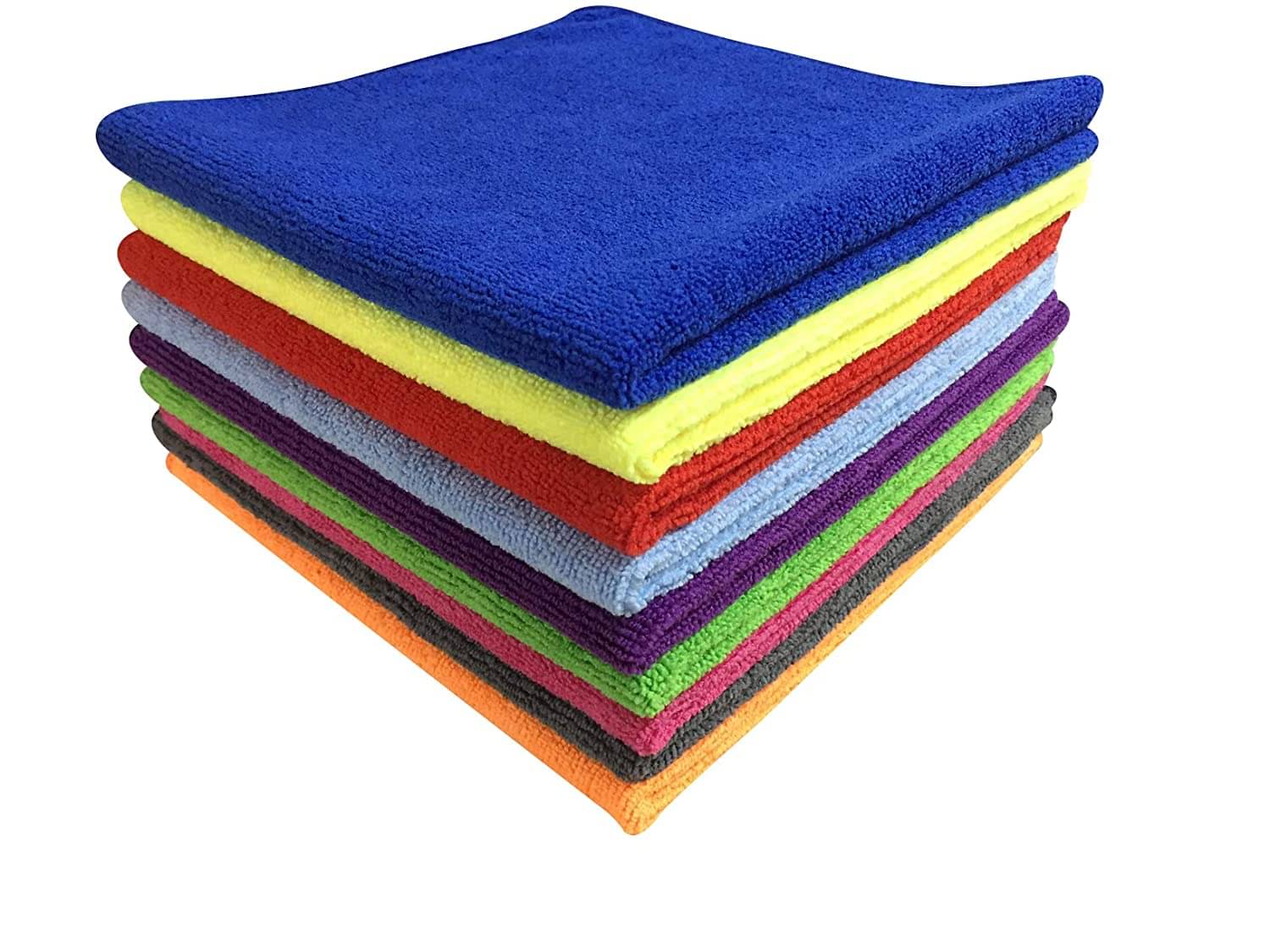     			SOFTSPUN Microfiber Cloth 40x40 Cms, 10 Piece Towel Set, 340GSM (Multicolor) Thick Lint & Streak-Free Multipurpose Cloths Automotive Microfibre Towels for Car Bike Cleaning, Polishing & Detailing!